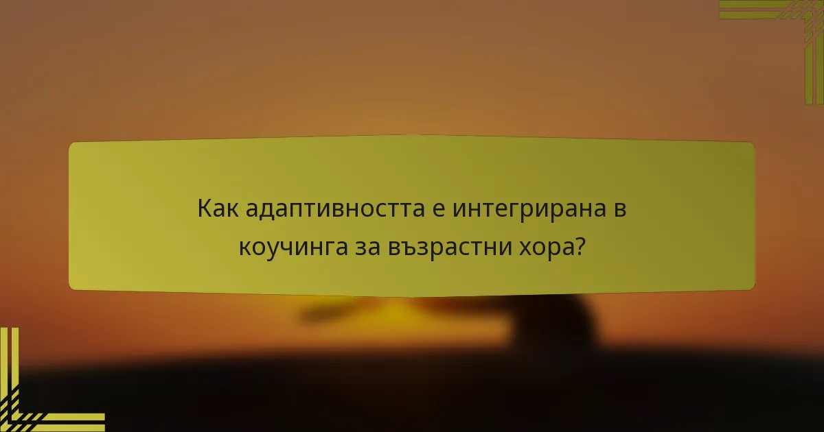 Как адаптивността е интегрирана в коучинга за възрастни хора?